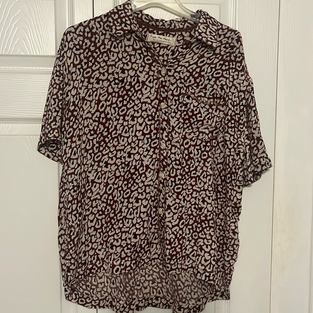 We the Free red button up t-shirt